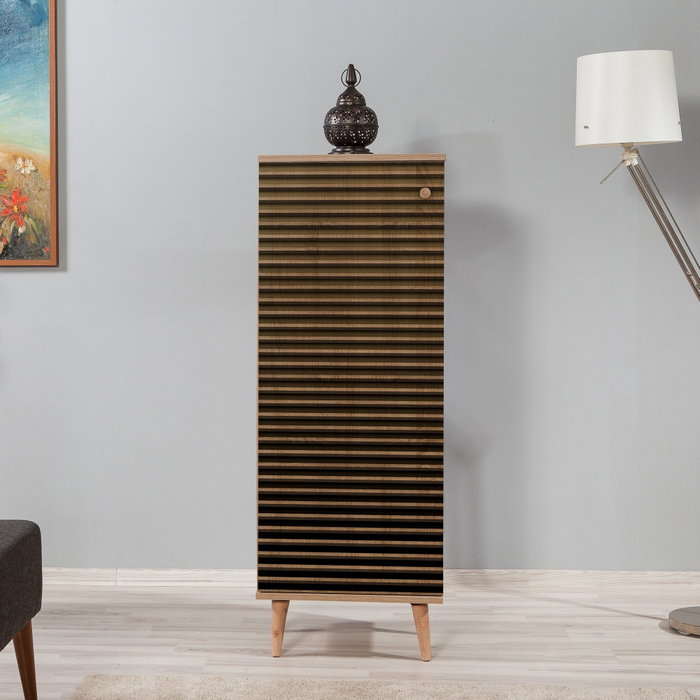 Hanah Home Filinta-220 Zapatero Roble Sonoma, 135x50x38cm, Tablero de Partículas Melamina con Patas de Carpe y Asas de Metal y Cuerda
